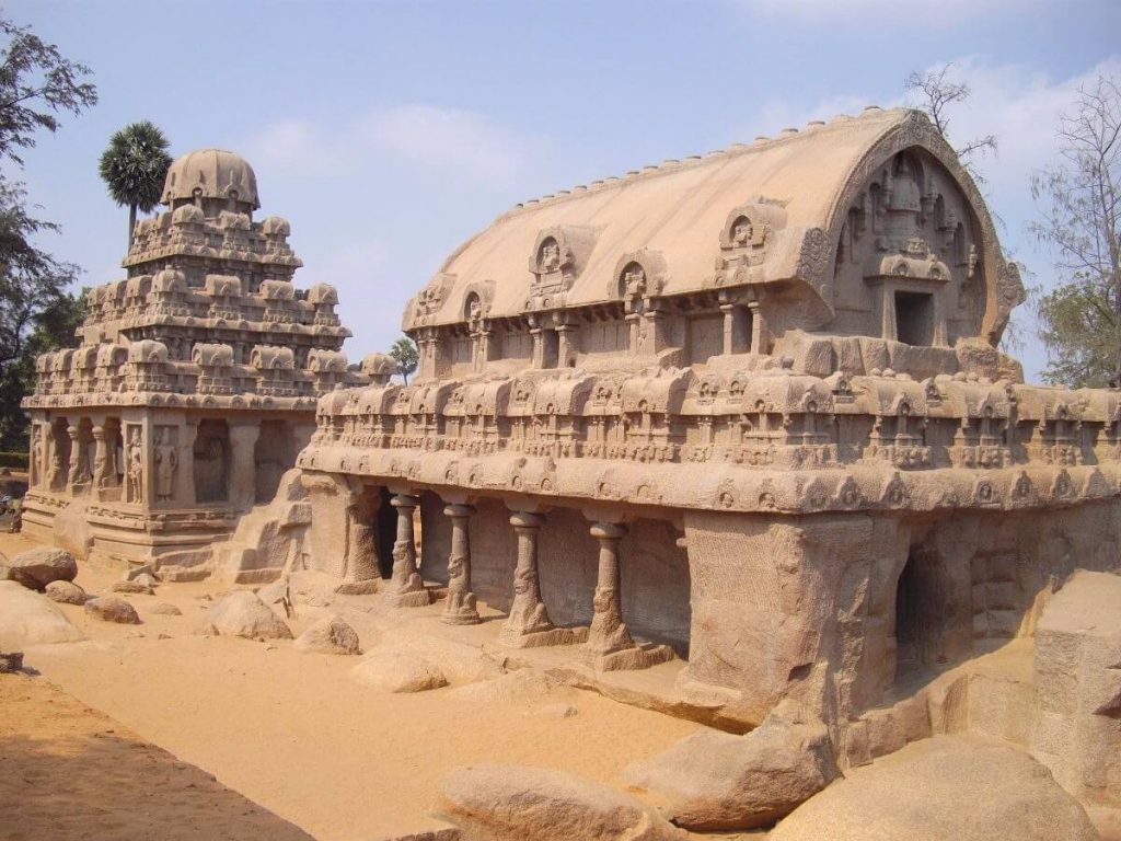 Famous temples in Tamilnadu India - The Five Rathas Mahabalipuram