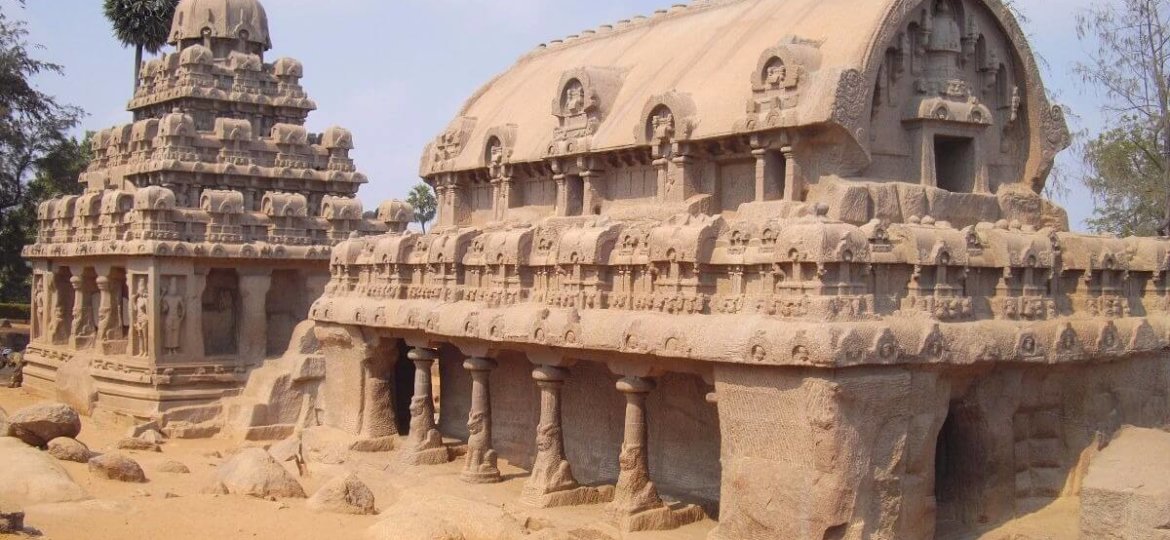 Famous temples in Tamilnadu India - The Five Rathas Mahabalipuram