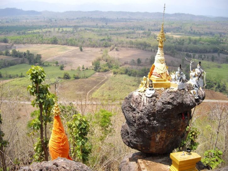 A pagoda perched on a balancing rock