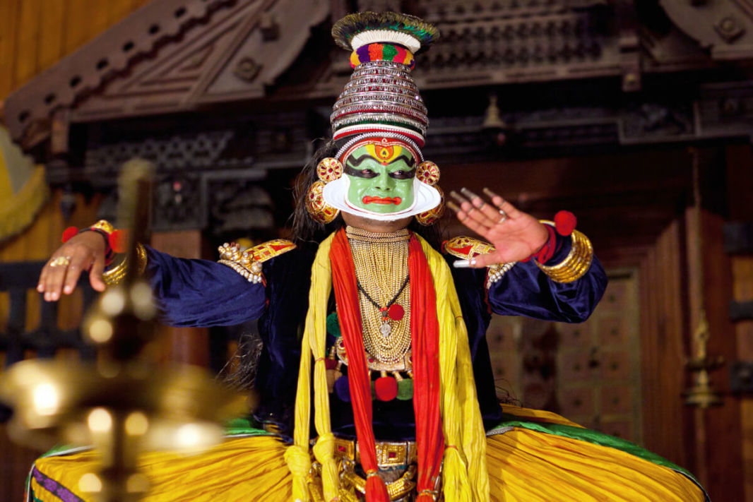 Kathakali actor with a green face