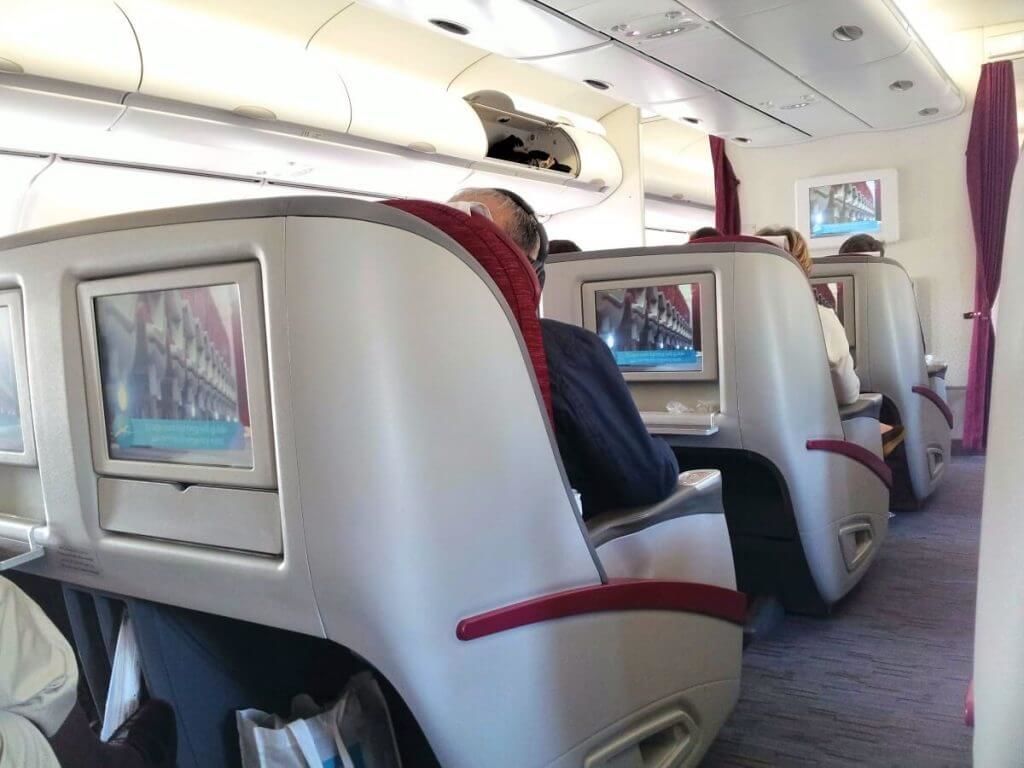 The seats of Qatar Airways Business Class