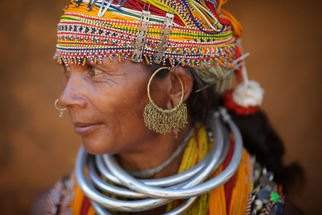Bonda Tribal woman wearing her traditional jewels