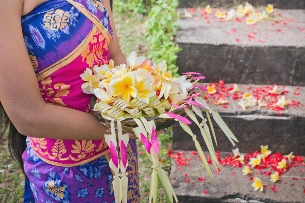 Offerings made from bamboo, and flowers