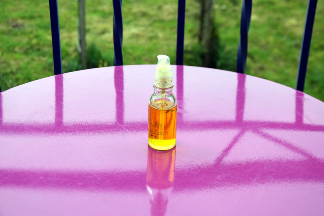 glass bottle with pump containing diy anti-ageing serum