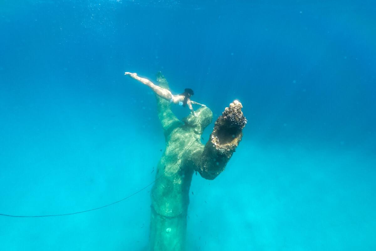 Jesus statue of the via crucis underwater museum Trogir